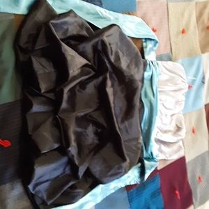 Strapless Short Black, Grey, and Teal Dress